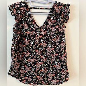 Women’s Black and Pink Floral Blouse